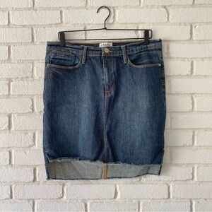 FRAME Revolve Le Staggered Denim Mini Jean Skirt In Catamaran Women’s 32 Raw Hem
